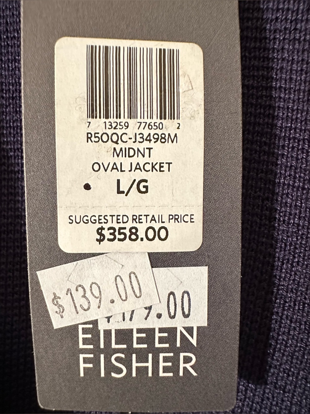 EILEEN FISHER Lrg Old Money Quiet Luxury Blue Oval Jacket Silk Organic Cotton - Picture 7 of 16